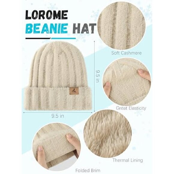 Warm Fleece Knit Hat Scarf Gloves Set Touch Screen Winter Accessories